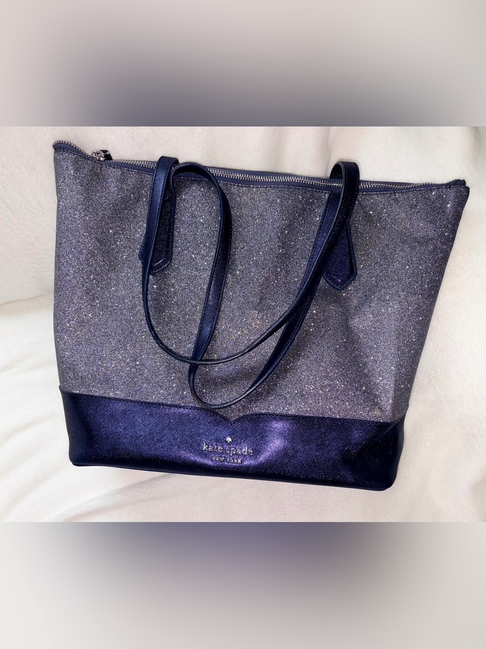 Kate Spade Lola Glitter Tote Dusk Navy - Picture 2 of 10